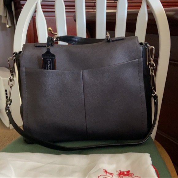 Coach Madison Saffiano Leather Flap Satchel - Picture 2 of 5